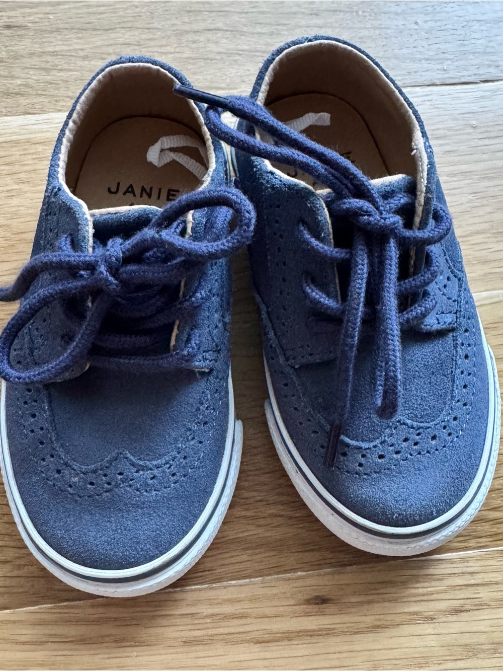 Janie and Jack Navy Suede Brogue Lace-Up Kids Shoes